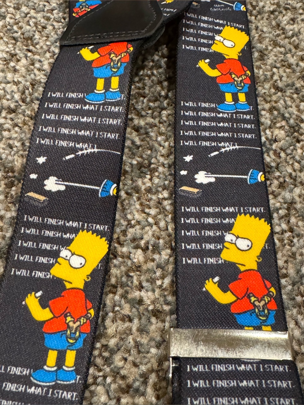 Novelty Bart Simpson Black Suspenders for Men 36” 20th century Fox tv: 1998